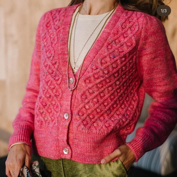 Pink Cable Knit Cardigan